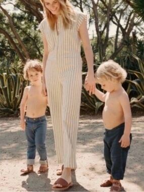 Doen Biarritz striped raw silk jumpsuit